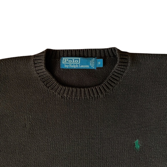 Vintage Polo Ralph Lauren Knit Sweater Pony Beige Chocolate Brown Men Size Small - Picture 4 of 8